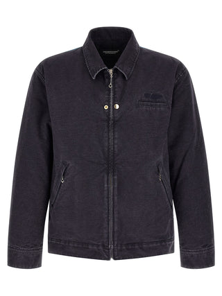 Blue Cotton Full-Length Jacket