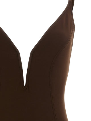 Brown Polyamide One-Piece Swimsuit