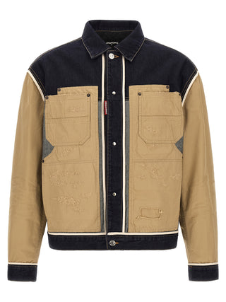 Beige Cotton Denim Jacket