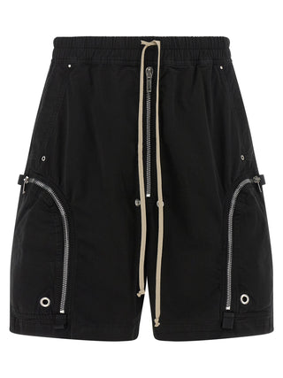 Black Cotton Bermuda Shorts