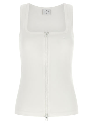 White Cotton Sleeveles T-Shirt