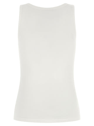 White Cotton Sleeveles T-Shirt