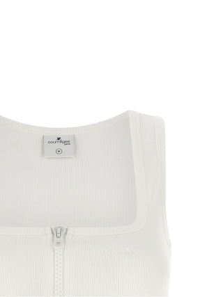 White Cotton Sleeveles T-Shirt