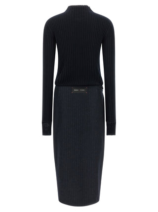 Blue Polyester Midi Dress