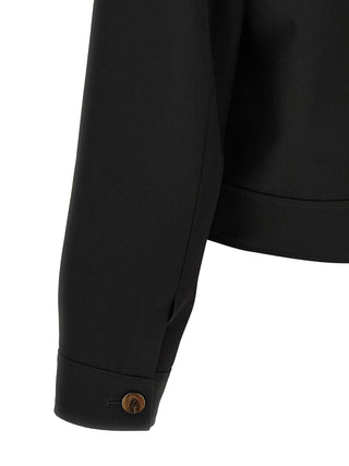Black Polyester Full-Length Jacket