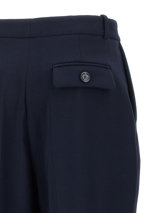 Blue Polyester Dress Pants