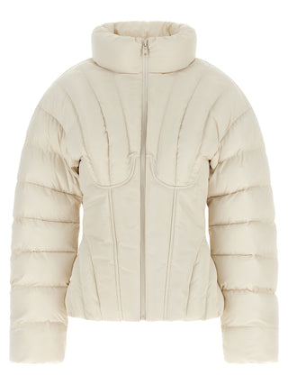 White Polyester Full-Length Jacket