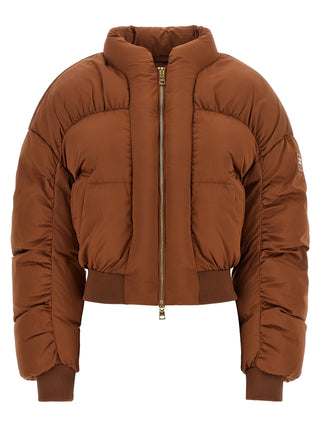 Brown Polyester Full-Length Jacket