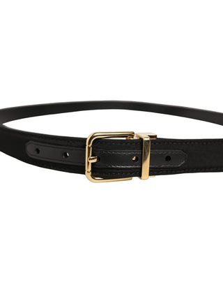 Black Canvas Leather Gold Metal Buckle Belt