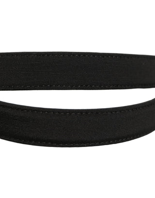 Black Canvas Leather Gold Metal Buckle Belt