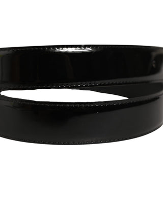 Black Patent Leather Gold Metal Buckle Belt