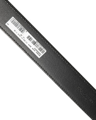 Black Leather Gold Logo Engraved Buckle Belt