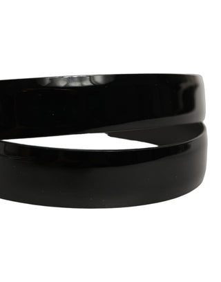 Black Classic Leather Gold Tone Buckle Belt