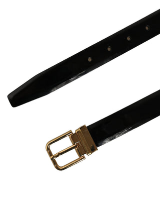 Black Classic Leather Gold Tone Buckle Belt