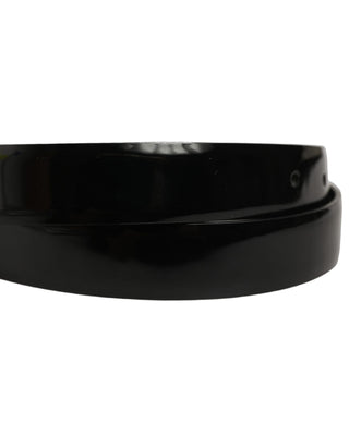 Black Classic Leather Gold Tone Buckle Belt