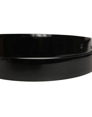 Black Classic Leather Gold Tone Buckle Belt