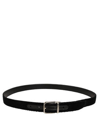 Black Velvet Silver Tone Metal Buckle Belt