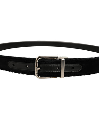 Black Velvet Silver Tone Metal Buckle Belt