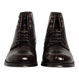 Dark Brown Leather Lace Up Short Boots Shoes