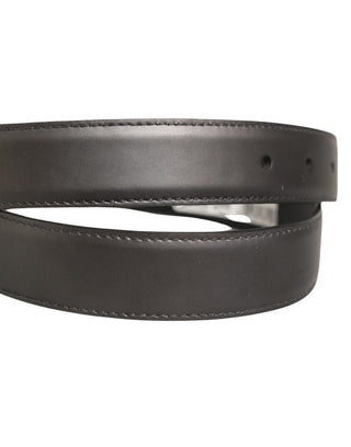 Dark Gray Leather Metal Buckle Classic Belt