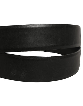 Black Calf Leather Classic Silver Buckle Belt