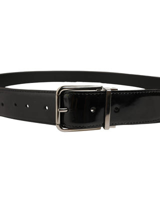 Black Patent Leather Silver Metal Buckle Belt