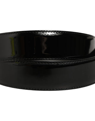 Black Patent Leather Silver Metal Buckle Belt