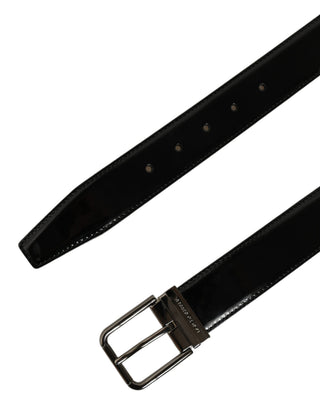 Black Patent Leather Silver Metal Buckle Belt