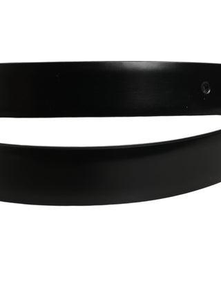 Black Leather Silver Tone Metal Buckle Belt