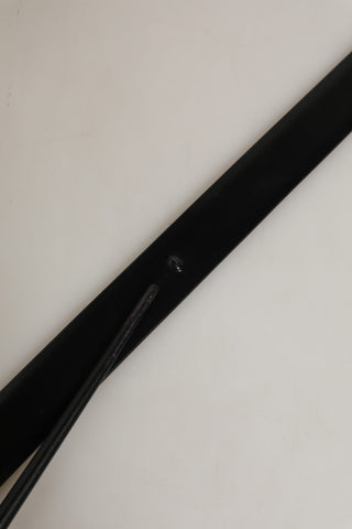 Black Leather Silver Tone Metal Buckle Belt