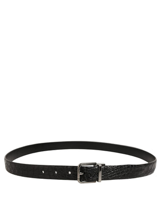 Black Leather Silver Metal Buckle Men Belt