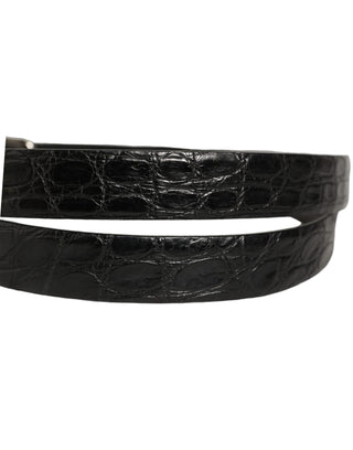 Black Leather Silver Metal Buckle Men Belt