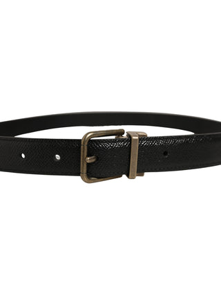 Men Black Calf Leather Gold Metal Buckle Belt