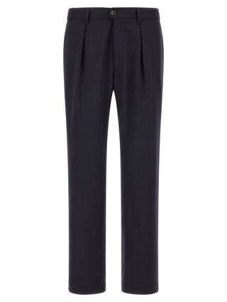 Blue Polyester Dress Pants