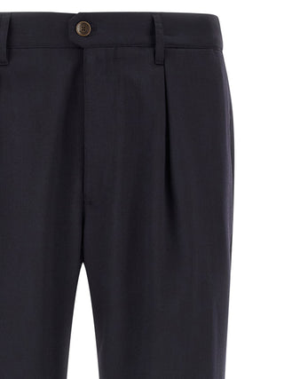 Blue Polyester Dress Pants