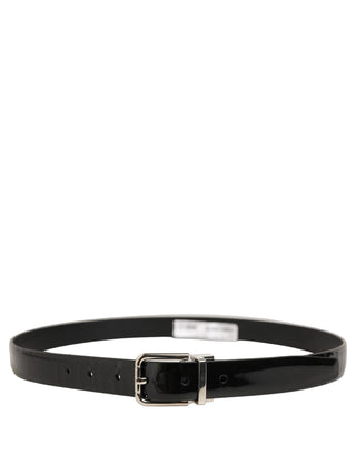 Black Classic Leather Silver Tone Buckle Belt