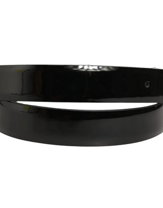 Black Classic Leather Silver Tone Buckle Belt