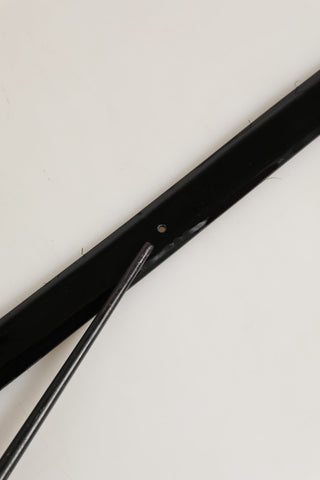 Black Classic Leather Silver Tone Buckle Belt