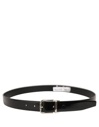 Black Classic Leather Silver Tone Buckle Belt