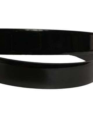 Black Classic Leather Silver Tone Buckle Belt