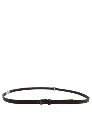 Brown Leather Double Wrap Metal Buckle Belt