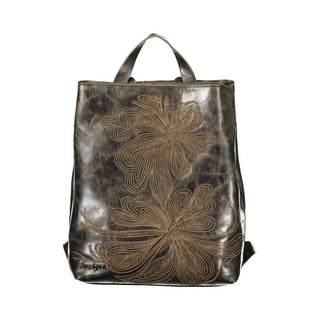 Brown Polyurethane Women Backpack