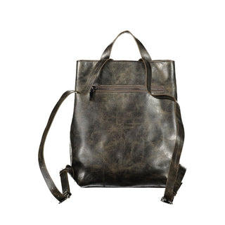 Brown Polyurethane Women Backpack