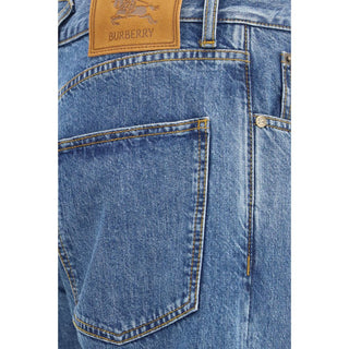 Blue Cotton Straight-Leg Jeans