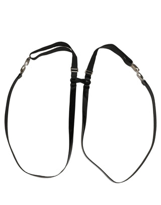 Black Adjustable Silver Metal Clips Suspenders