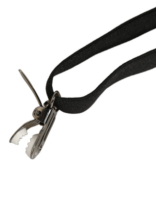 Black Adjustable Silver Metal Clips Suspenders