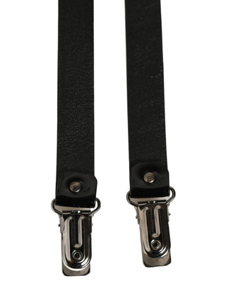 Black Adjustable Silver Metal Clips Suspenders