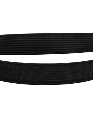 Black Canvas Leather Gold Metal Buckle Belt
