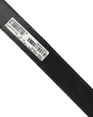 Beige Black Woven Leather Metal Buckle Belt