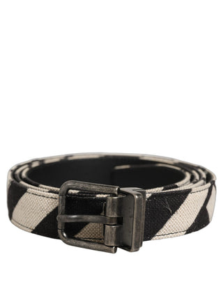 Black Ivory Silver Tone Metal Buckle Belt